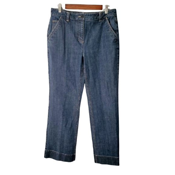 Talbots Denim - Talbots Women's High Rise Wide Legged Stretch Jeans Dark Denim Size 10